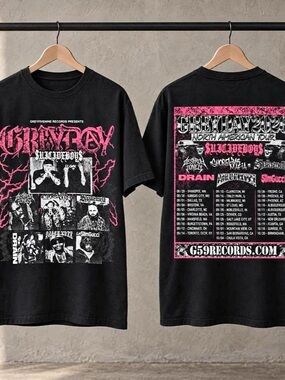 OFFICIAL G59 Records Greyday 2026 North American Tour Shirt Black & Pink SIZE XL
